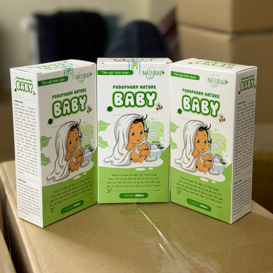 Nước Tắm Gội Thảo Dược Cho Bé Podopharm Nature Baby
